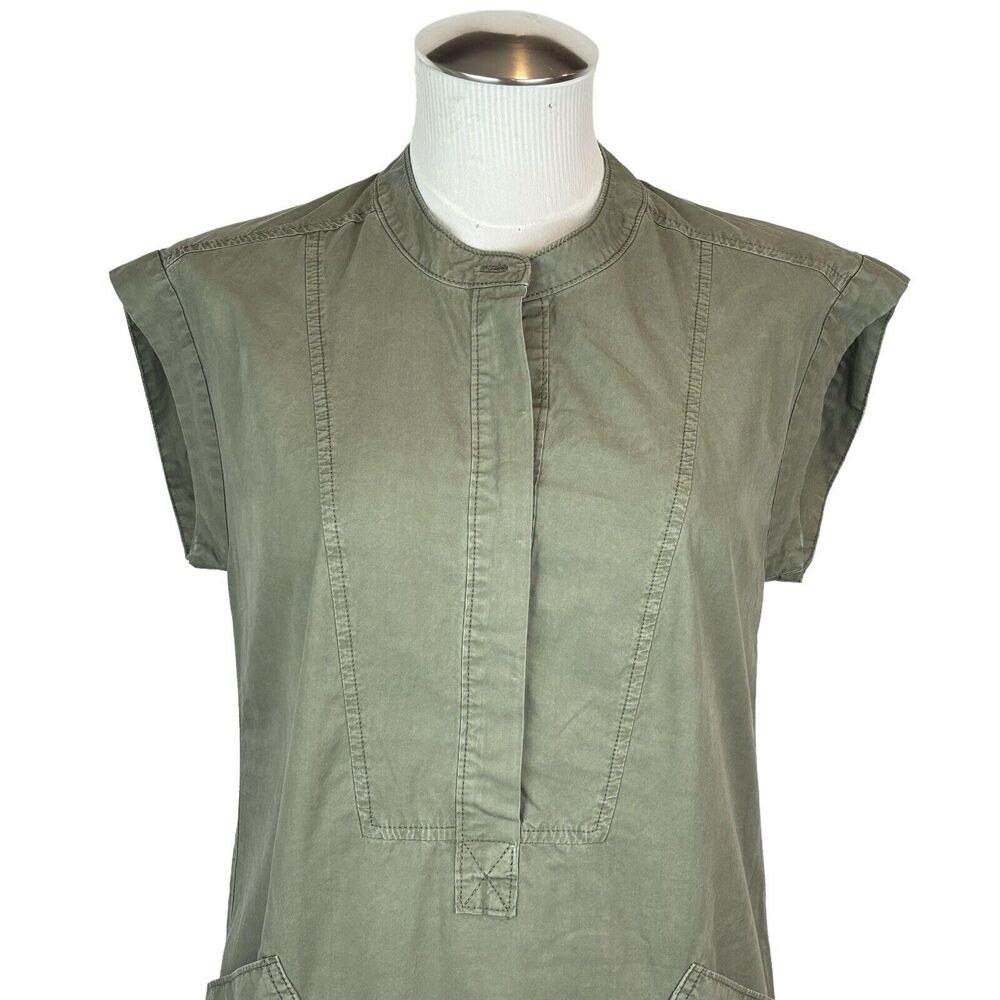 NWT J Crew Women’s Sz 2 Green Cap Sleeve‎ Cargo Shirt Dress. Pockets. Military - Picture 2 of 12